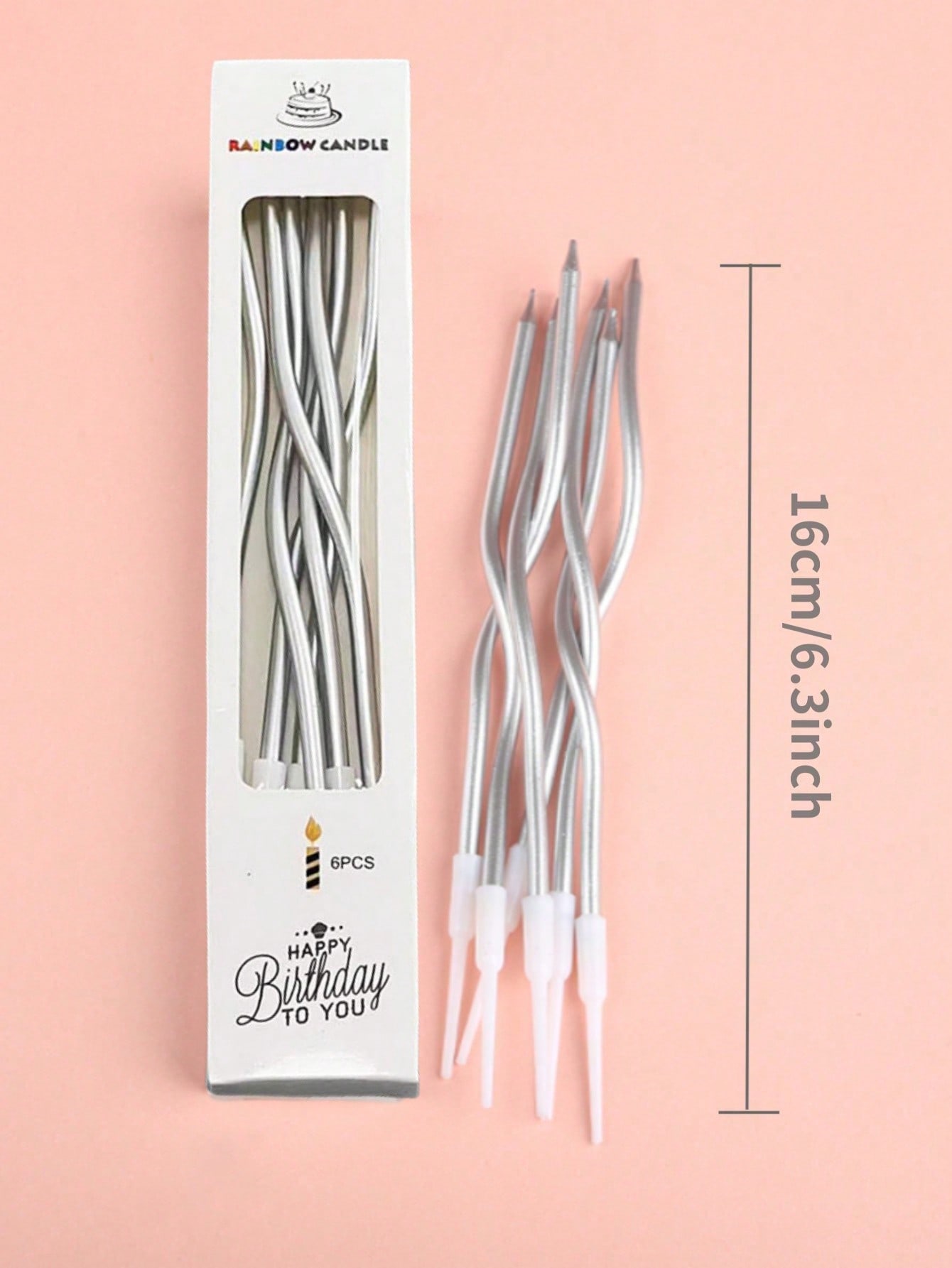 เทียนวันเกิดแบบโค้ง 6 ชิ้น/กล่ - Supplies Of Candle บทวิจารณ์และราคา
