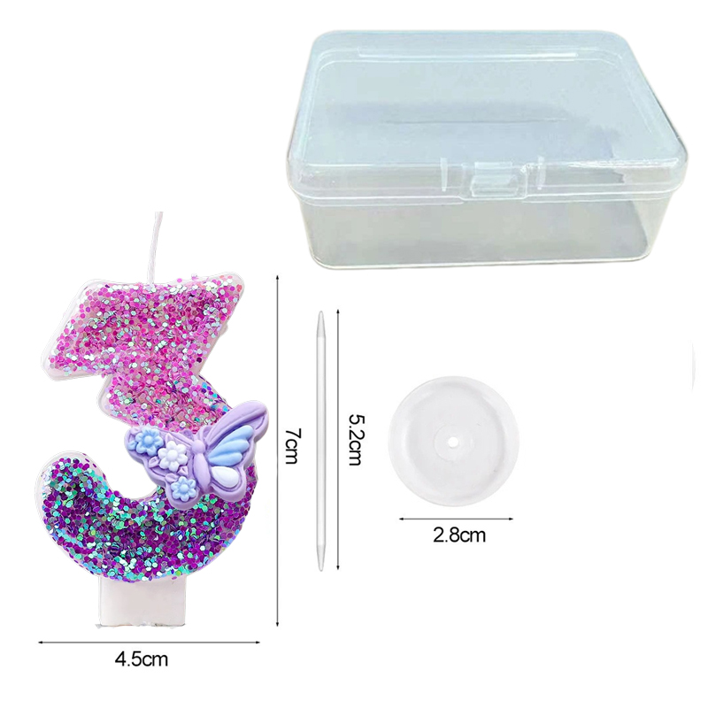 เทียนวันเกิดดิจิตอลรูปโบว์สีม่ - Supplies Of Candle บทวิจารณ์และราคา