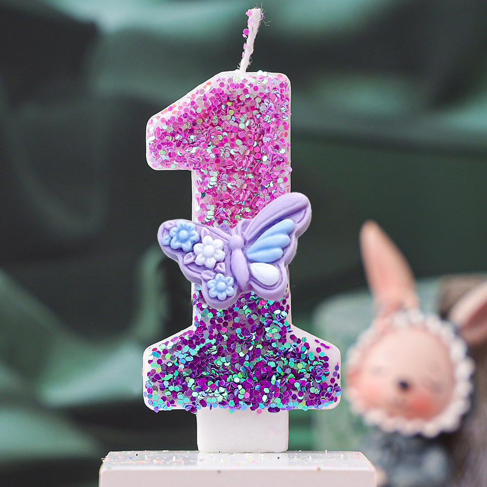 เทียนวันเกิดดิจิตอลรูปโบว์สีม่ - Supplies Of Candle บทวิจารณ์และราคา