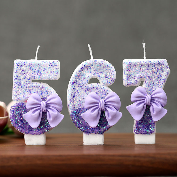เทียนวันเกิดเลข 0-9 ประดับโบว์ - Supplies Of Candle บทวิจารณ์และราคา